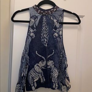 Free People Blue elephant tank